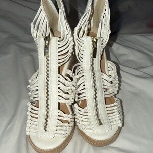 JustFab White Strappy Heels